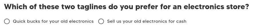 Pre-Live A/B Testing - Example Tagline